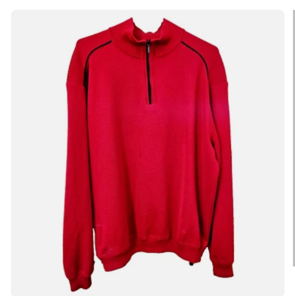 St.Croix Vibrant Red V-Neck Sweater for Men Size 2xlt